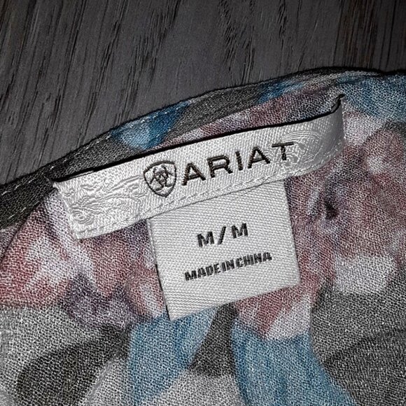 Ariat Green Camo Floral Print Roses Asymmetrical Sharkbite Hem Dress Size Medium - Picture 6 of 6